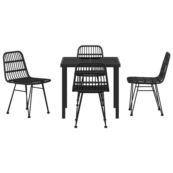 Grote foto vidaxl 5 delige tuin eettafelset van zwart poly rattan tuin en terras tuinmeubelen