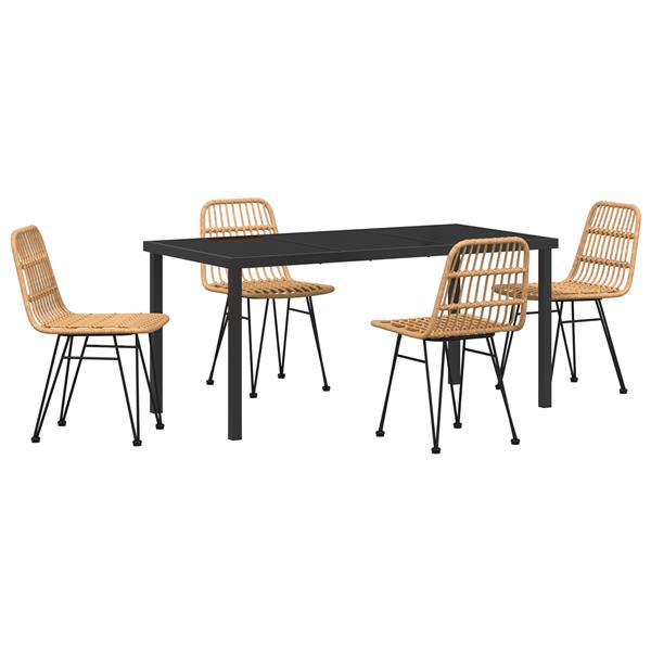 Grote foto vidaxl 5 delige tuin eettafel set bruin poly rattan tuin en terras tuinmeubelen