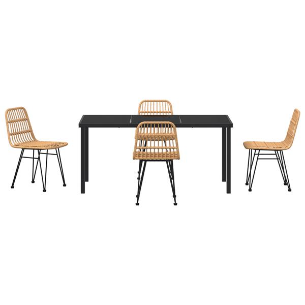 Grote foto vidaxl 5 delige tuin eettafel set bruin poly rattan tuin en terras tuinmeubelen