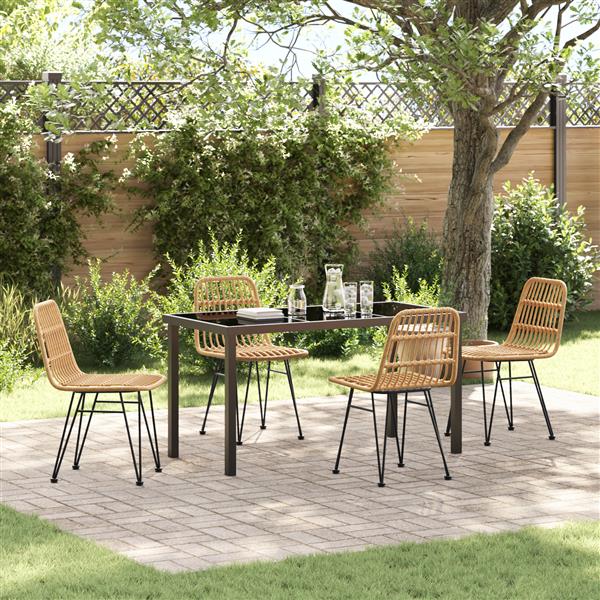 Grote foto vidaxl 5 delige tuin eetset bruin poly rattan tuin en terras tuinmeubelen