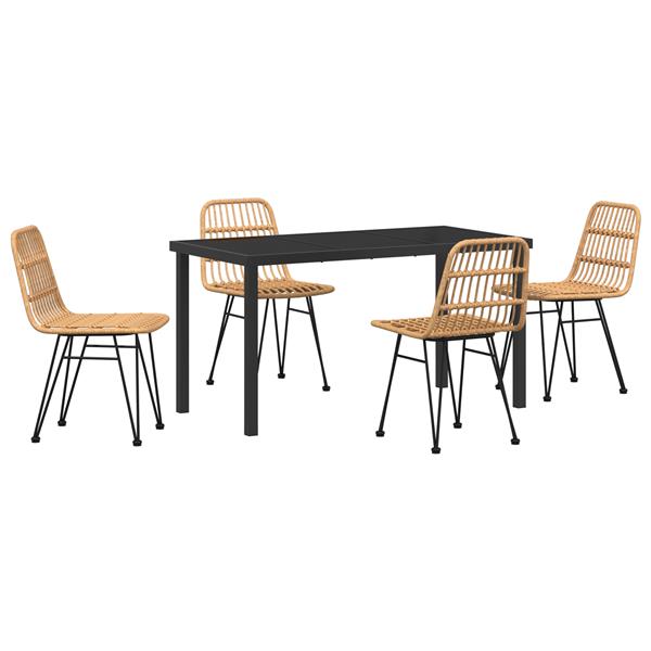 Grote foto vidaxl 5 delige tuin eetset bruin poly rattan tuin en terras tuinmeubelen