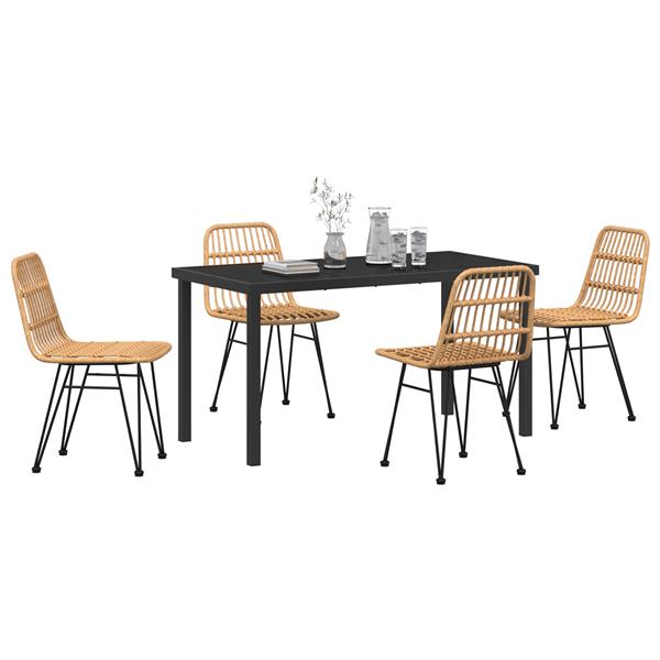 Grote foto vidaxl 5 delige tuin eetset bruin poly rattan tuin en terras tuinmeubelen