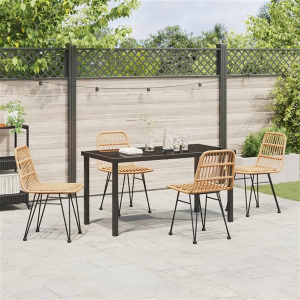 Grote foto vidaxl 5 delige tuin eetset bruin poly rattan tuin en terras tuinmeubelen
