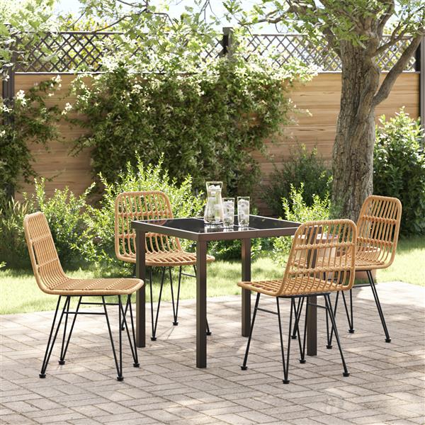 Grote foto vidaxl 5 delige tuin eetset bruin poly rattan tuin en terras tuinmeubelen