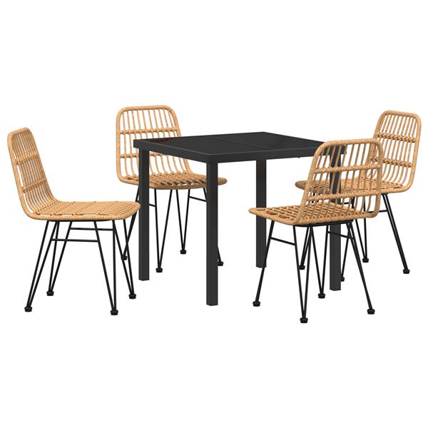 Grote foto vidaxl 5 delige tuin eetset bruin poly rattan tuin en terras tuinmeubelen