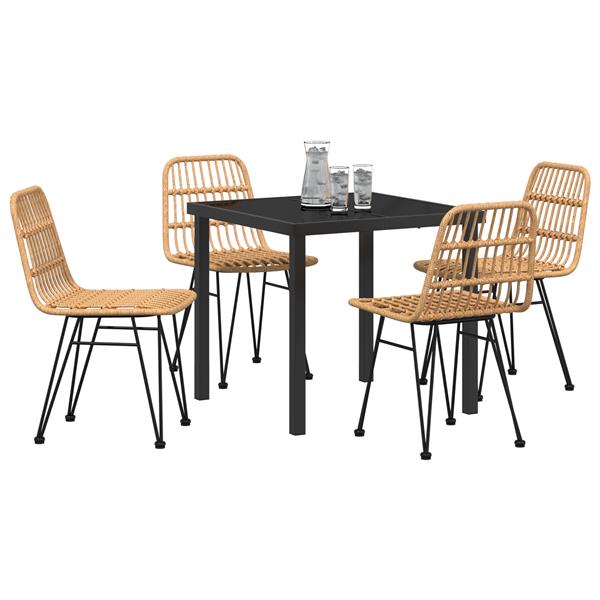 Grote foto vidaxl 5 delige tuin eetset bruin poly rattan tuin en terras tuinmeubelen