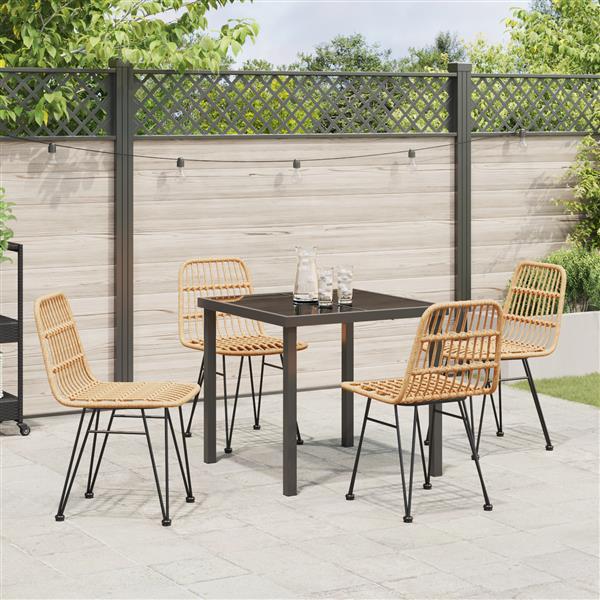 Grote foto vidaxl 5 delige tuin eetset bruin poly rattan tuin en terras tuinmeubelen