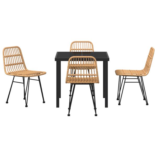 Grote foto vidaxl 5 delige tuin eetset bruin poly rattan tuin en terras tuinmeubelen