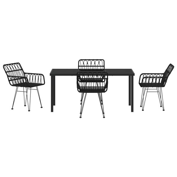 Grote foto vidaxl 5 delige tuinset zwart poly rattan tuin en terras tuinmeubelen