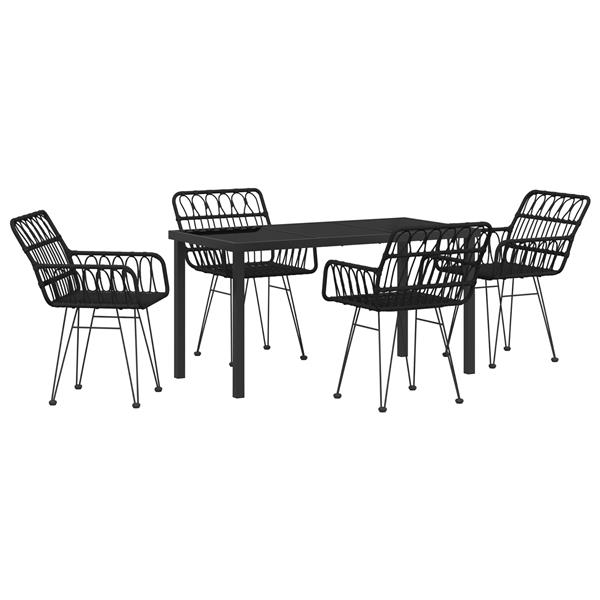 Grote foto vidaxl 5 delige tuin eetset zwart poly rattan tuin en terras tuinmeubelen