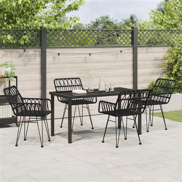 Grote foto vidaxl 5 delige tuin eetset zwart poly rattan tuin en terras tuinmeubelen