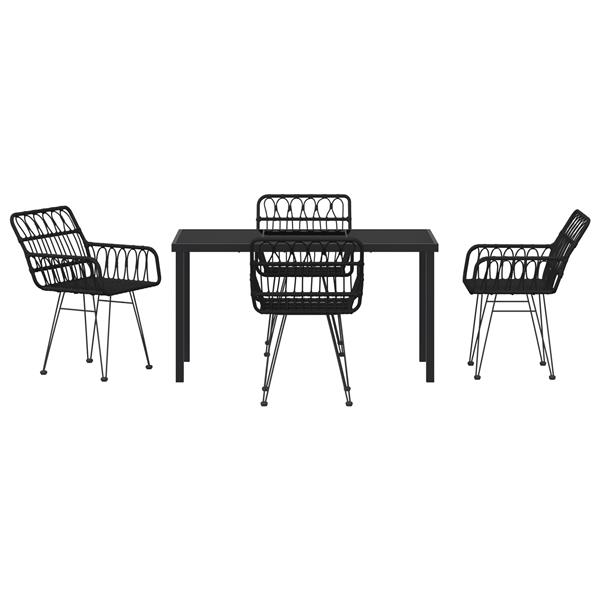 Grote foto vidaxl 5 delige tuin eetset zwart poly rattan tuin en terras tuinmeubelen