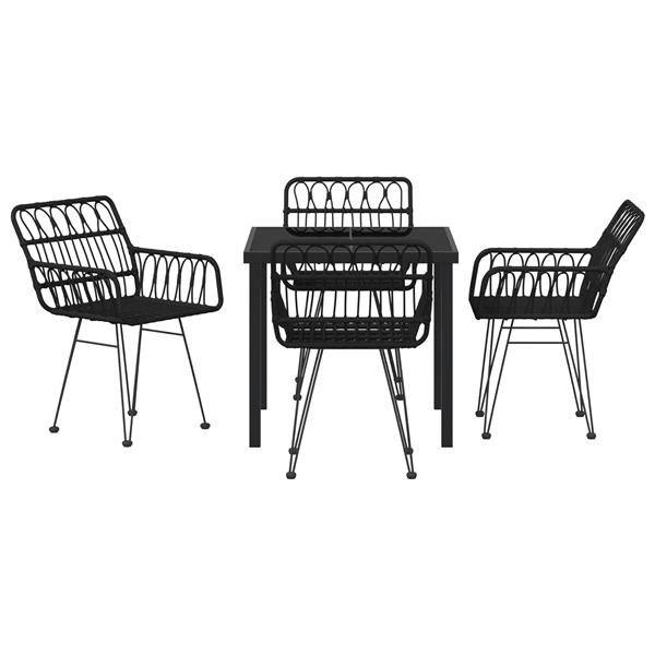 Grote foto vidaxl 5 delige tuinset zwart poly rattan tuin en terras tuinmeubelen