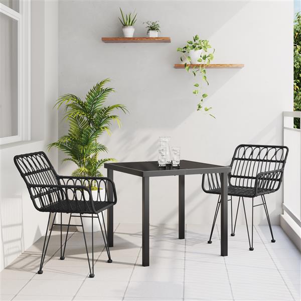 Grote foto vidaxl 3 delige tuinset zwart poly rattan tuin en terras tuinmeubelen