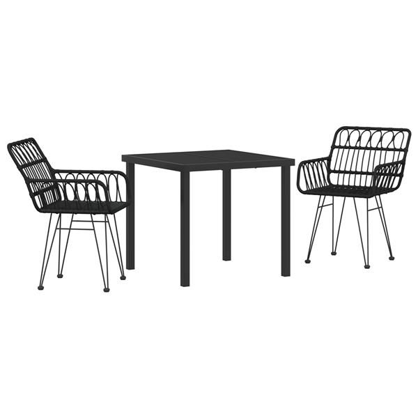 Grote foto vidaxl 3 delige tuinset zwart poly rattan tuin en terras tuinmeubelen