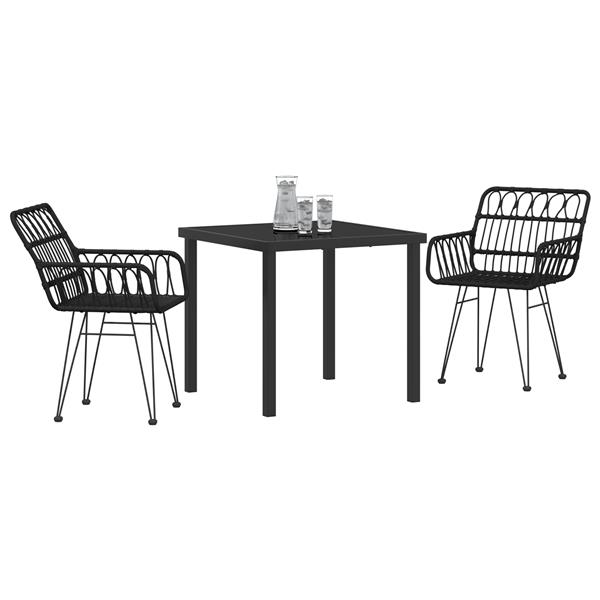 Grote foto vidaxl 3 delige tuinset zwart poly rattan tuin en terras tuinmeubelen