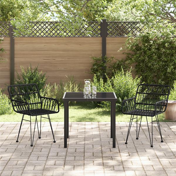 Grote foto vidaxl 3 delige tuinset zwart poly rattan tuin en terras tuinmeubelen