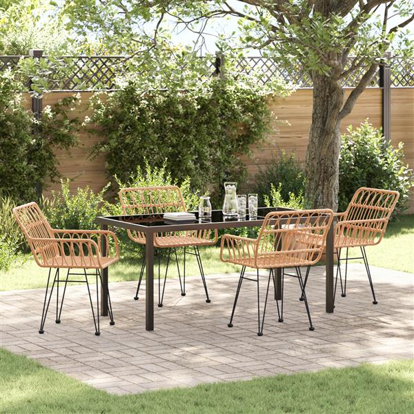 Grote foto vidaxl 5 delige tuin eetset bruin poly rattan tuin en terras tuinmeubelen