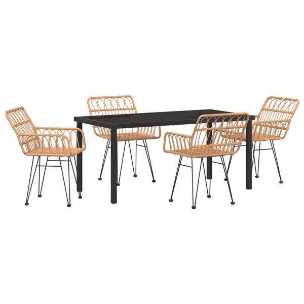 Grote foto vidaxl 5 delige tuin eetset bruin poly rattan tuin en terras tuinmeubelen