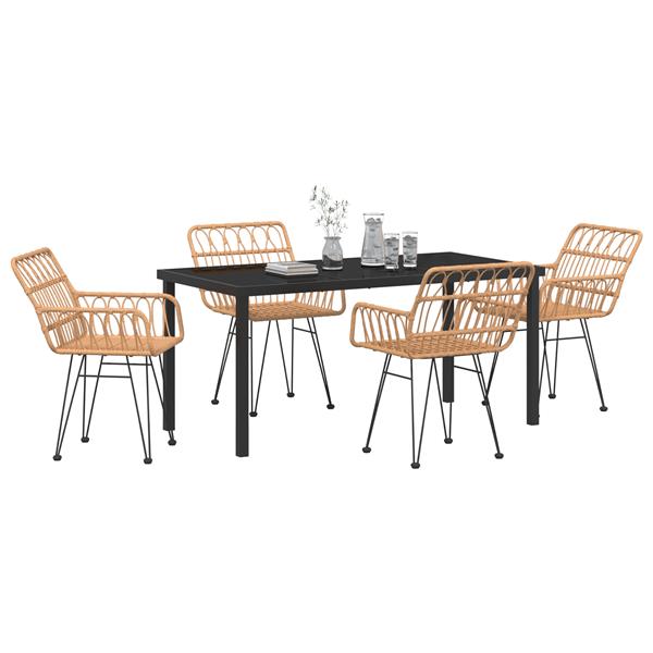 Grote foto vidaxl 5 delige tuin eetset bruin poly rattan tuin en terras tuinmeubelen