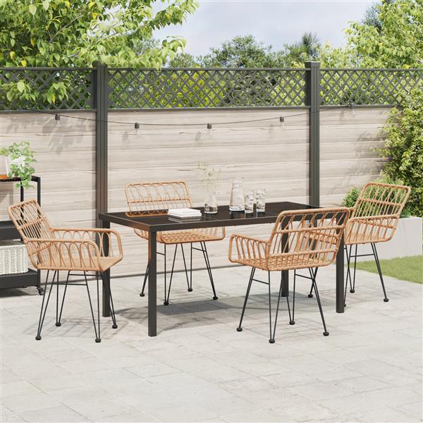 Grote foto vidaxl 5 delige tuin eetset bruin poly rattan tuin en terras tuinmeubelen