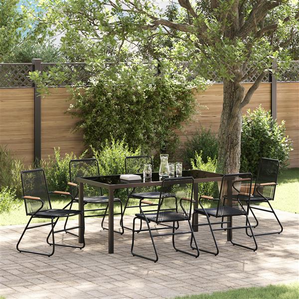 Grote foto vidaxl 7 delige tuinset zwart pvc rattan tuin en terras tuinmeubelen