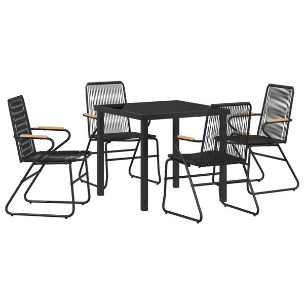 Grote foto vidaxl 5 delige tuin set met eettafel zwart pvc riet tuin en terras tuinmeubelen