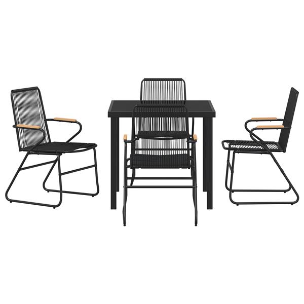 Grote foto vidaxl 5 delige tuin set met eettafel zwart pvc riet tuin en terras tuinmeubelen
