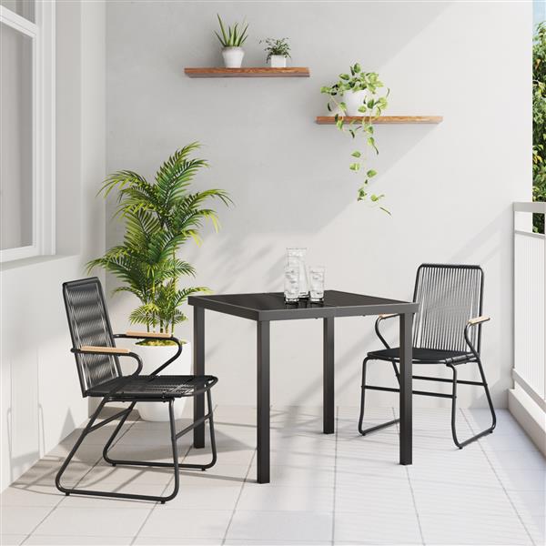 Grote foto vidaxl 3 delige tuinset zwart pvc rattan tuin en terras tuinmeubelen