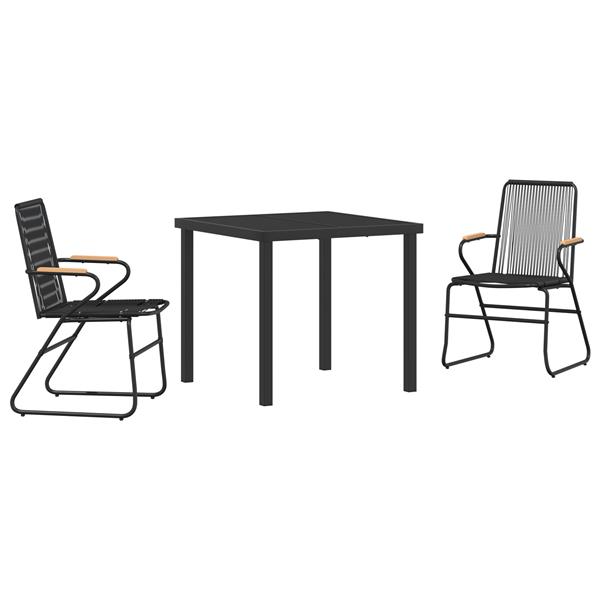 Grote foto vidaxl 3 delige tuinset zwart pvc rattan tuin en terras tuinmeubelen