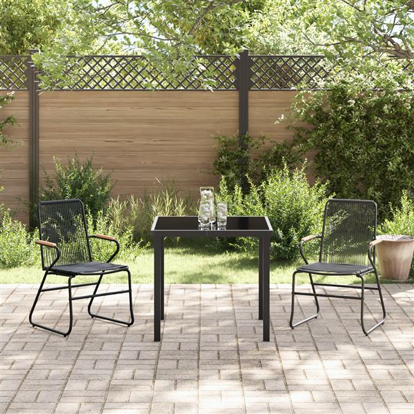 Grote foto vidaxl 3 delige tuinset zwart pvc rattan tuin en terras tuinmeubelen
