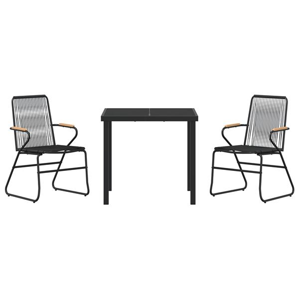Grote foto vidaxl 3 delige tuinset zwart pvc rattan tuin en terras tuinmeubelen