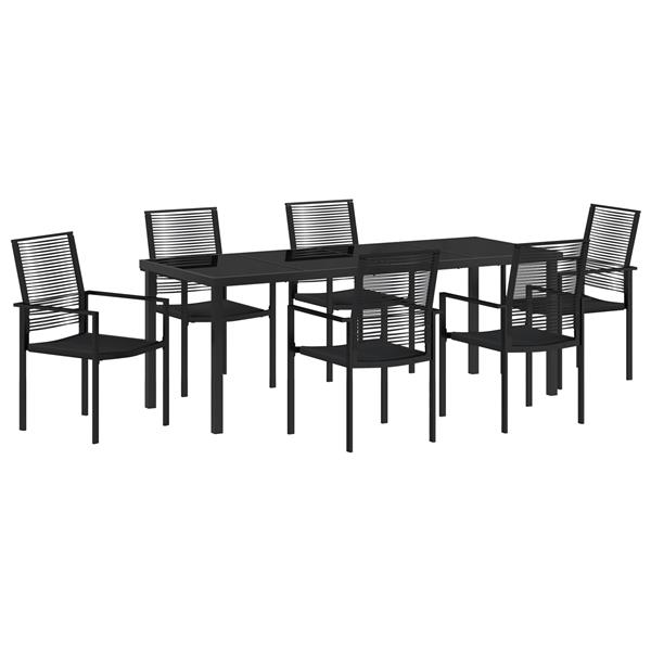 Grote foto vidaxl 7 delige tuin eetset zwart pvc rattan tuin en terras tuinmeubelen