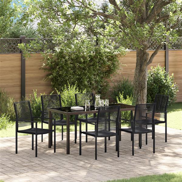 Grote foto vidaxl 7 delige tuinset zwart pvc rattan tuin en terras tuinmeubelen