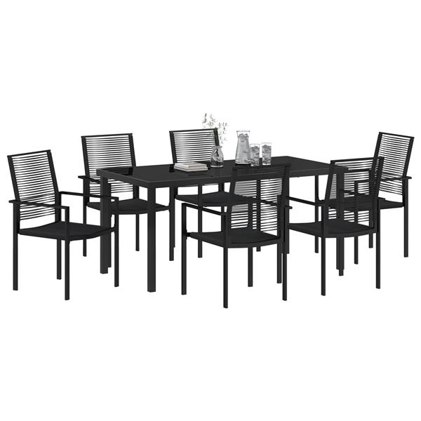 Grote foto vidaxl 7 delige tuinset zwart pvc rattan tuin en terras tuinmeubelen