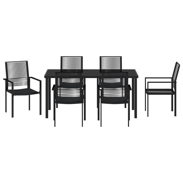 Grote foto vidaxl 7 delige tuinset zwart pvc rattan tuin en terras tuinmeubelen