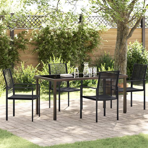 Grote foto vidaxl 5 delige tuinset met eettafel zwart pvc rattan tuin en terras tuinmeubelen