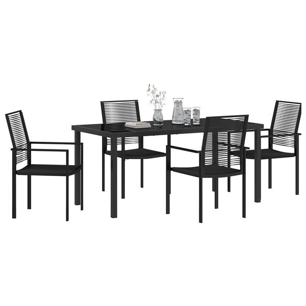 Grote foto vidaxl 5 delige tuinset met eettafel zwart pvc rattan tuin en terras tuinmeubelen
