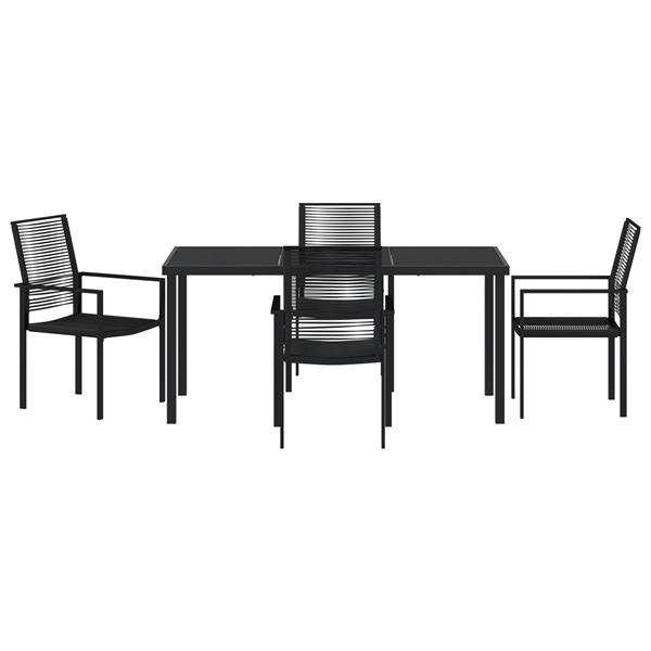 Grote foto vidaxl 5 delige tuinset met eettafel zwart pvc rattan tuin en terras tuinmeubelen