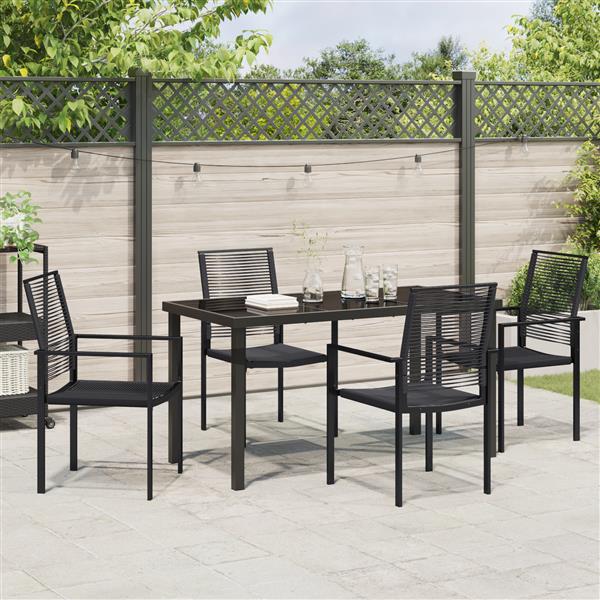 Grote foto vidaxl 5 delige tuinset met eettafel in zwart pvc rattan tuin en terras tuinmeubelen