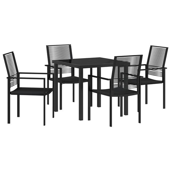 Grote foto vidaxl 5 delige tuinset zwart pvc rattan tuin en terras tuinmeubelen