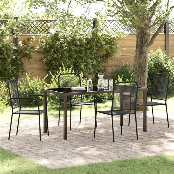Grote foto vidaxl 5 delige tuinset zwart katoen touw en staal tuin en terras tuinmeubelen