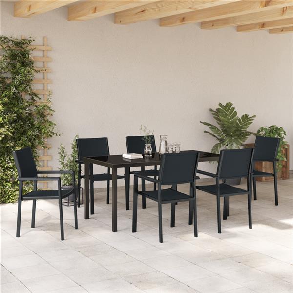 Grote foto vidaxl 7 delige tuinset zwart poly rattan tuin en terras tuinmeubelen