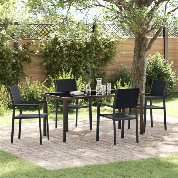 Grote foto vidaxl 4 delige tuin eetset zwart poly rattan tuin en terras tuinmeubelen