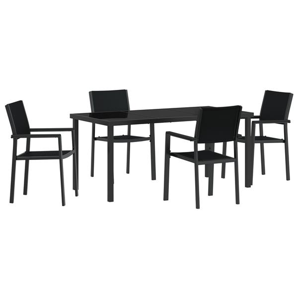 Grote foto vidaxl 4 delige tuin eetset zwart poly rattan tuin en terras tuinmeubelen