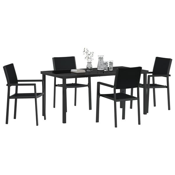 Grote foto vidaxl 4 delige tuin eetset zwart poly rattan tuin en terras tuinmeubelen