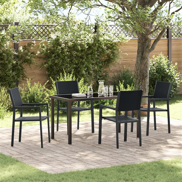 Grote foto vidaxl 5 delige tuin eetset zwart poly rattan tuin en terras tuinmeubelen