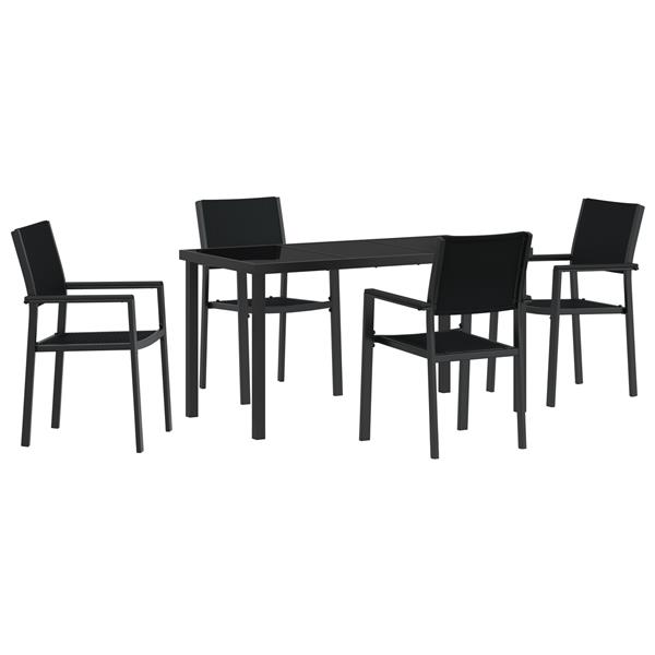 Grote foto vidaxl 5 delige tuin eetset zwart poly rattan tuin en terras tuinmeubelen