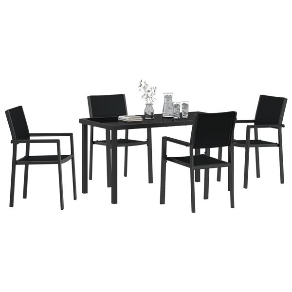 Grote foto vidaxl 5 delige tuin eetset zwart poly rattan tuin en terras tuinmeubelen