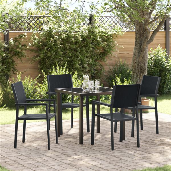Grote foto vidaxl 5 delige tuin eetset zwart poly riet tuin en terras tuinmeubelen